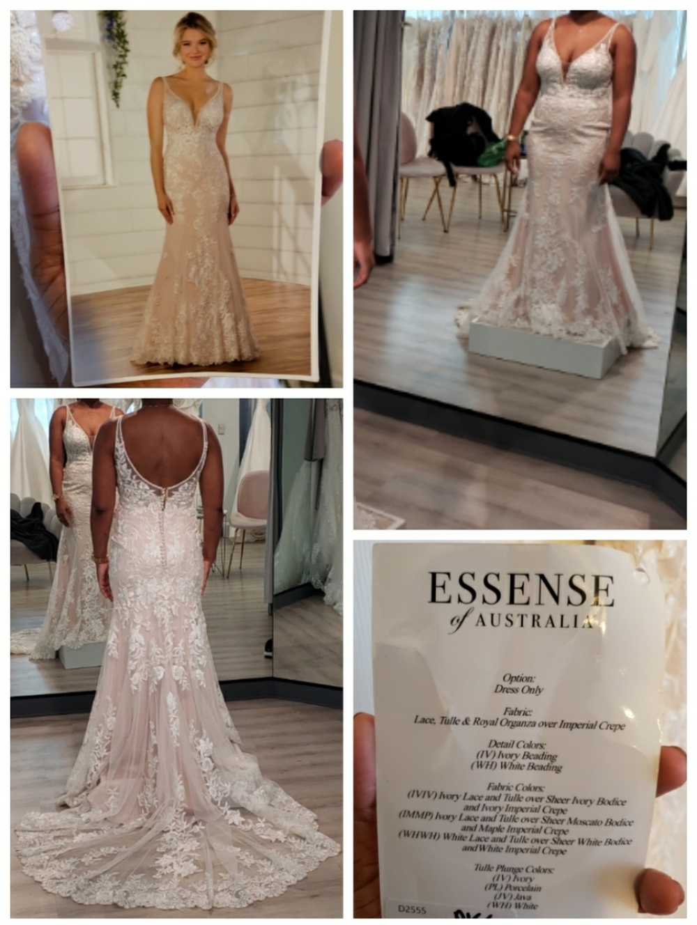 Essense of Australia Lace Mermaid Wedding Dress in Ivory Blush - Size 14